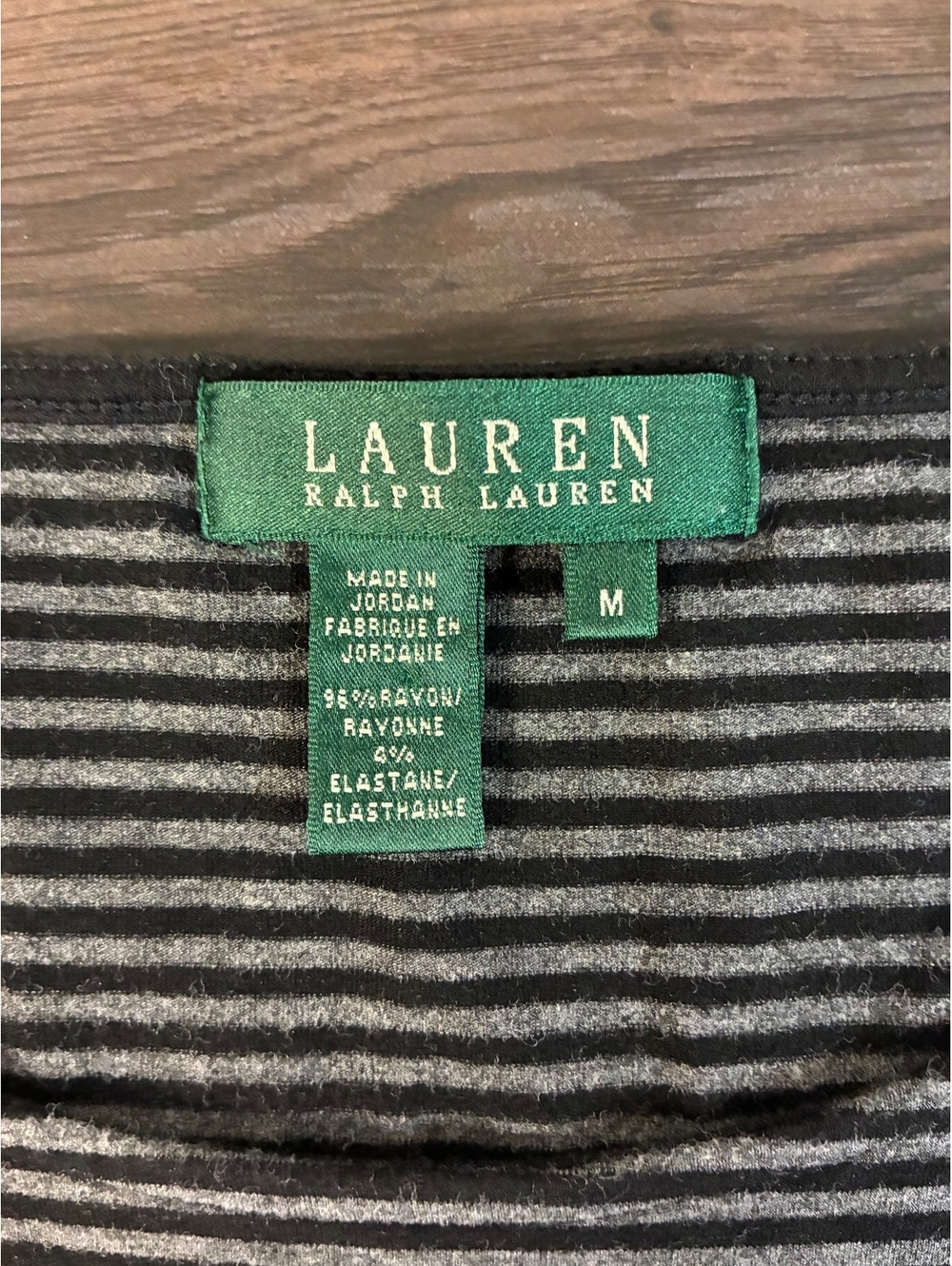 Lauren Ralph Lauren Striped Cropped Top Medium Black Gray Y2K Preppy 90s - Picture 3 of 9